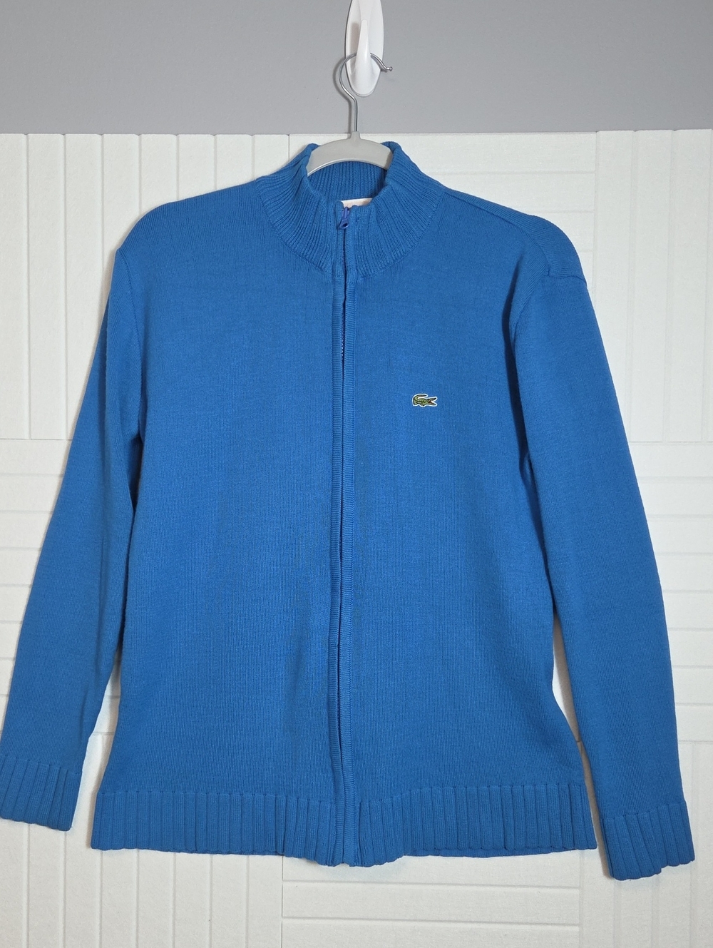 Lacoste Blue Zip Front Cardigan Sweater Size L